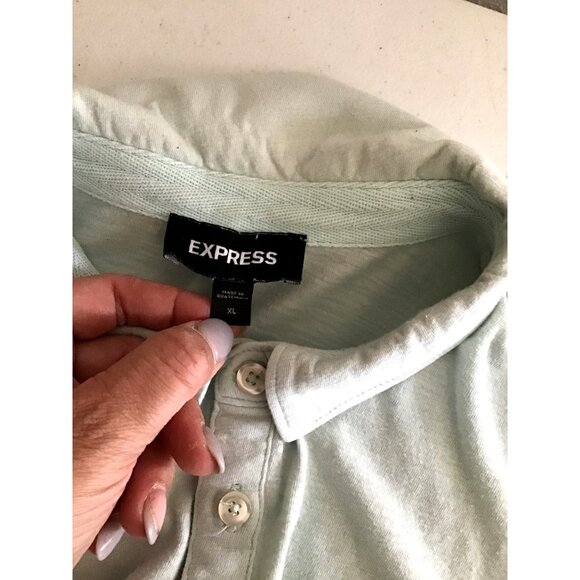 EXPRESS- MENS LIGT GREEN SHORT SLEEVE COTTON POLO SHIRT SIZE X-LARGE - Picture 3 of 7